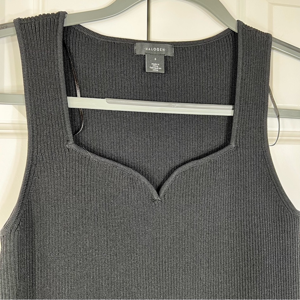 Halogen Black Ribbed Tank Top